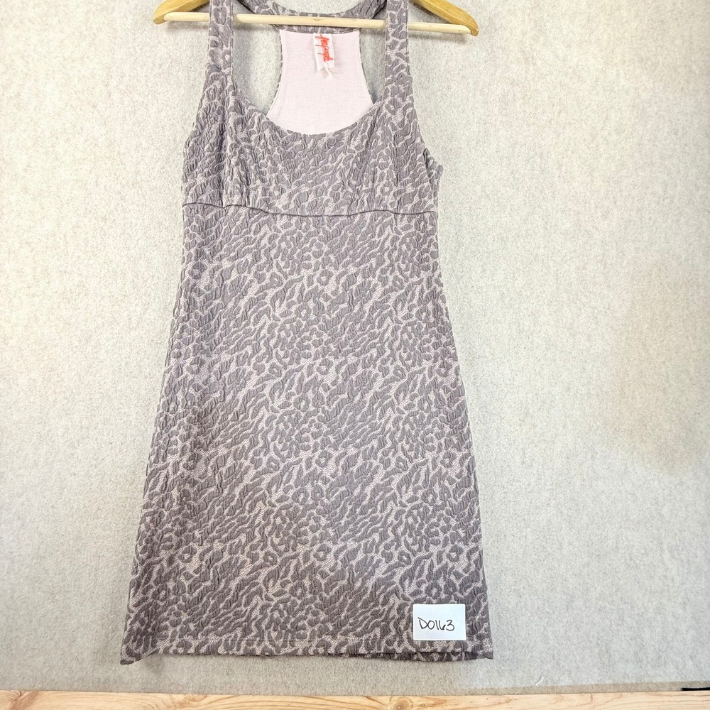 Free People Grey Mauve Animal Print Racerback Empire Waist Mini Dress Small